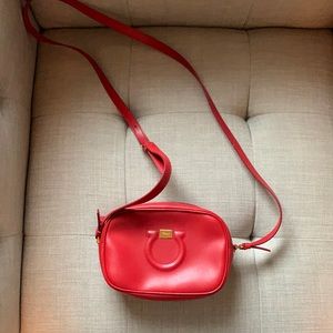 Salvatore Ferragamo red leather camera bag